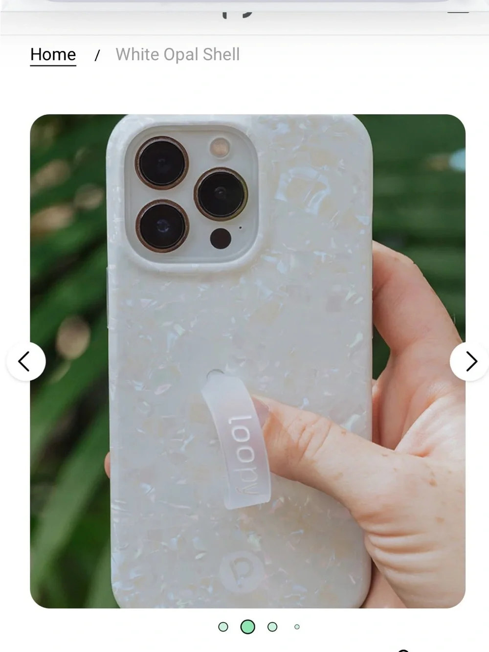 White Opal Shell Phone Case with Loop Grip by
